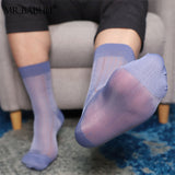 3Pairs Pack Men's Classic Vintage Pattern Striped Chinlon Casual Sheer Socks 0089