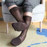 4Pairs Pack Men's Chinlon Spandex Wave texture Mid Calf Sheer Dress Suit Socks 0053